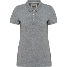KARIBAN Női vitage hatású galléros piké póló, Kariban KV2207, Slub Grey Heather-XS