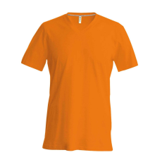 KARIBAN oldalvarrott V-nyakú férfi rövid ujjó póló KA357, Orange-M