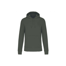 KARIBAN organikus féfi kapucnis pulóver KA4027, Dark Khaki-XL férfi pulóver, kardigán