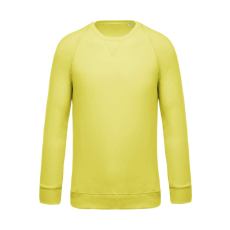 KARIBAN organikus környakas raglános férfi pulóver KA480, Lemon Yellow-M