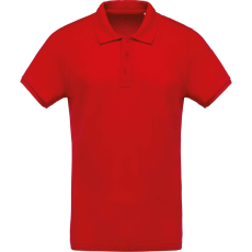 KARIBAN organikus rövid ujjú férfi piké póló KA209, Red-L