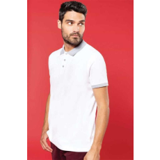 KARIBAN Póló Kariban férfi galléros férfi (100%pamut) white/oxford grey, M