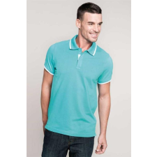 KARIBAN Póló Kariban galléros férfi (100%pamut) light turquoise/white/navy, M munkaruha