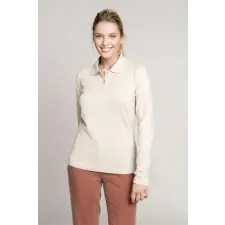 KARIBAN Póló Kariban galléros női hosszú ujjú (100%pamut) white, M munkaruha