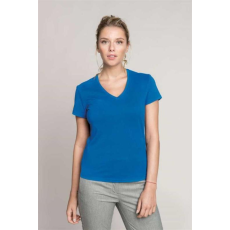 KARIBAN Póló Kariban női rövid ujjú v-nyakú női (100%pamut 180g/m2) kelly green, S
