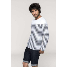 KARIBAN Pulóver Kariban férfi hosszú ujjú férfi, striped white/navy, L