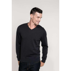 KARIBAN Pulóver Kariban férfi v-nyakú férfi (50%pamut 50%akril 290g/m2) grey melange, 2XL