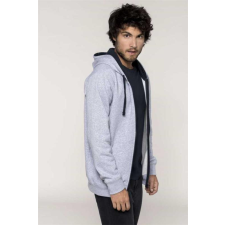KARIBAN Pulóver Kariban kapucnis cipzáras férfi (80%pamut) navy/fine grey, 3XL munkaruha