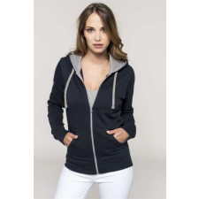 KARIBAN Pulóver Kariban női kapucnis cipzáras női, oxford grey/navy, 2XL munkaruha