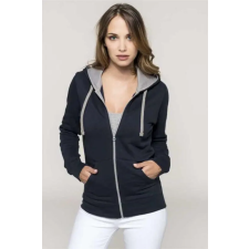 KARIBAN Pulóver Kariban női kapucnis cipzáras női, oxford grey/navy, M munkaruha