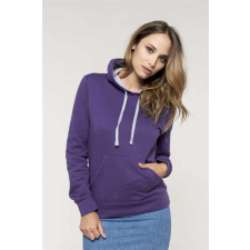 KARIBAN Pulóver Kariban női kapucnis női (80%pamut) purple/oxford grey, XL munkaruha