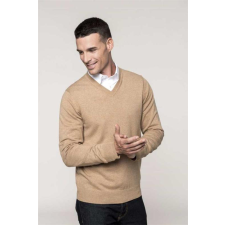 KARIBAN Pulóver Kariban prémium v-nyakú férfi hosszú ujjú férfi, navy heather, XL munkaruha
