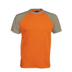 KARIBAN raglán ujjú kétszínű baseball férfi póló KA330, Orange/Light Grey-M