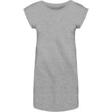 KARIBAN rövid ujjú Női hosszú pólóruha KA388, Light Grey Heather-L/XL