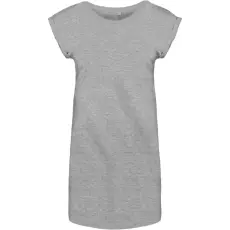 KARIBAN rövid ujjú Női hosszú pólóruha KA388, Light Grey Heather-S/M