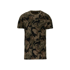 KARIBAN terepmintás környakas, rövid ujjú férfi póló KA3030, Olive Camouflage-M