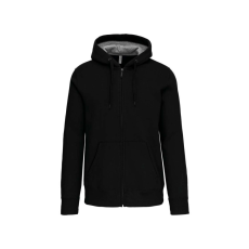 KARIBAN Uniszex cipzáras kapucnis vastag pulóver, Kariban KA444, Black-XL