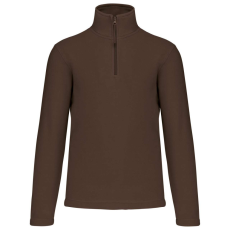 KARIBAN Uniszex galléros, 1/4 cipzáras mikropolár pulóver, Kariban KA912, Chocolate-S