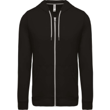 KARIBAN Uniszex könnyű vékony kapucnis cipzáras pulóver (póló), Kariban KA438, Black-S férfi póló