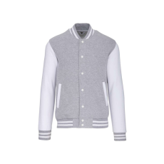 KARIBAN Uniszex vastag patentos pulóver, Kariban KA497, Oxford Grey/White-S