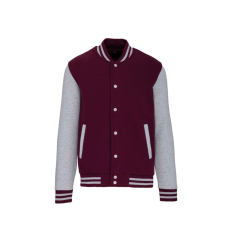 KARIBAN Uniszex vastag patentos pulóver, Kariban KA497, Wine/Oxford Grey-L