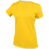 KARIBAN V-nyakú rövid ujjú Női pamut póló KA381, Yellow-S
