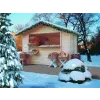  Karibu Sales House 2. Nyeregtetős árusító faház/vásári pavilon, natúr fából 304 cm x 202 cm