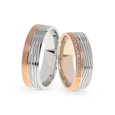 KARIKAGYŰRŰ PÁRBAN 14K ARANY 11,1 GR, GYÉMÁNT KŐVEL 0,1 CT gyűrű