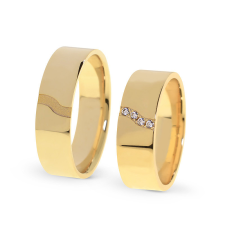  KARIKAGYŰRŰ PÁRBAN 14K ARANY 12,3 GR, GYÉMÁNT KŐVEL 0,048 CT gyűrű