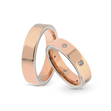  KARIKAGYŰRŰ PÁRBAN 14K ARANY 16,7 GR, GYÉMÁNT KŐVEL 0,21 CT gyűrű