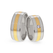  KARIKAGYŰRŰ PÁRBAN 14K ARANY 19,3 GR, GYÉMÁNT KŐVEL gyűrű