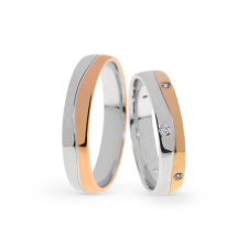  KARIKAGYŰRŰ PÁRBAN 14K ARANY 7,6 GR, GYÉMÁNT KŐVEL gyűrű