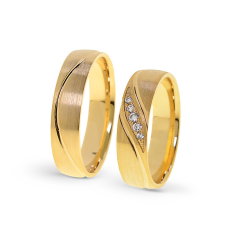  KARIKAGYŰRŰ PÁRBAN 14K ARANY 8,4 GR, GYÉMÁNT KŐVEL 0,066 CT gyűrű