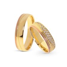  KARIKAGYŰRŰ PÁRBAN 14K ARANY 8,9 GR, CIRKÓNIA KŐVEL gyűrű