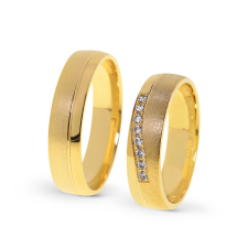  KARIKAGYŰRŰ PÁRBAN 14K ARANY 9,4 GR, GYÉMÁNT KŐVEL gyűrű