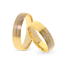  KARIKAGYŰRŰ PÁRBAN 14K ARANY 9,4 GR, GYÉMÁNT KŐVEL 0,024 CT gyűrű