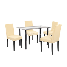  Karin 4+1 étkező garnitúra fekete-bézs bútor