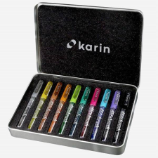  Karin metallic ecsetfilc készlet 10db fémdobozban filctoll, marker