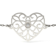  Karkötő ezüst nyaklánccal, kristály modellel Csipke szív nyaklánc