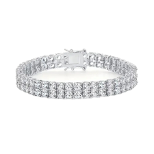  Karkötő, Moissanite Accent, Elegáns Design, Ezüst, 20-23cm karkötő