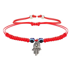 Karkötőshop.hu Piros védelmező karkötő gonosz szem és hamsa kézzel karkötő
