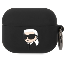 Karl Lagerfeld 3D Logo NFT Karl Head Silicone Apple AirPods Pro tok, fekete fülhallgató, fejhallgató tok