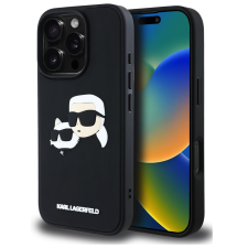 Karl Lagerfeld 3D Rubber Double Heads iPhone 16 Pro hátlap tok, fekete tok és táska