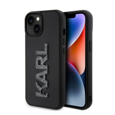 Karl Lagerfeld 3D Rubber Glitter Logo Apple iPhone 15 hátlap tok, fekete tok és táska