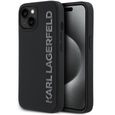 Karl Lagerfeld 3D Rubber Glitter Logo iPhone 13 csillámos hátlap tok, fekete tok és táska