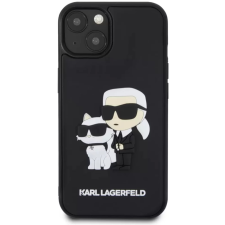 Karl Lagerfeld 3D Rubber hátlaptok iPhone 15 Karl and Choupette fekete tok és táska