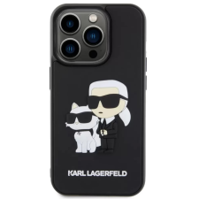 Karl Lagerfeld 3D Rubber hátlaptok iPhone 15 Pro Karl and Choupette fekete tok és táska