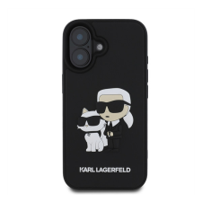 Karl Lagerfeld 3D Rubber Karl and Choupette Apple iPhone 16 hátlap tok, fekete tok és táska