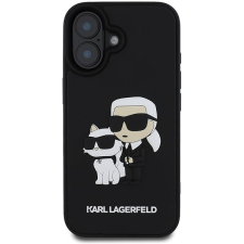 Karl Lagerfeld 3D Rubber Karl and Choupette iPhone 16 Black tok mobiltelefon kellék