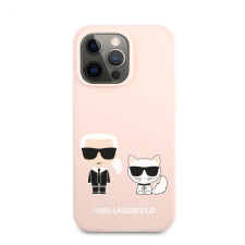 Karl Lagerfeld and Choupette Liquid szilikon hátlap tok Apple iPhone 13 Pro, rózsaszín tok és táska